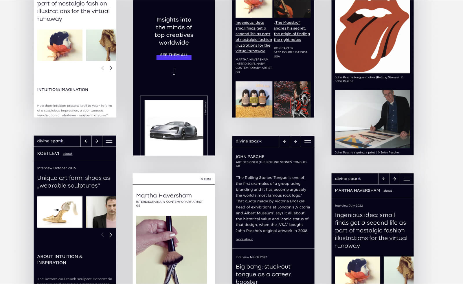 Verschiedene mobile Ansichten der Website