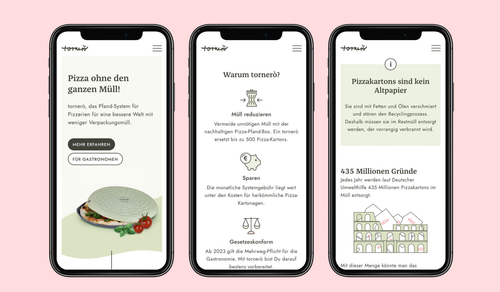 Smartphones zeigen 3 die Startseite von tornerò