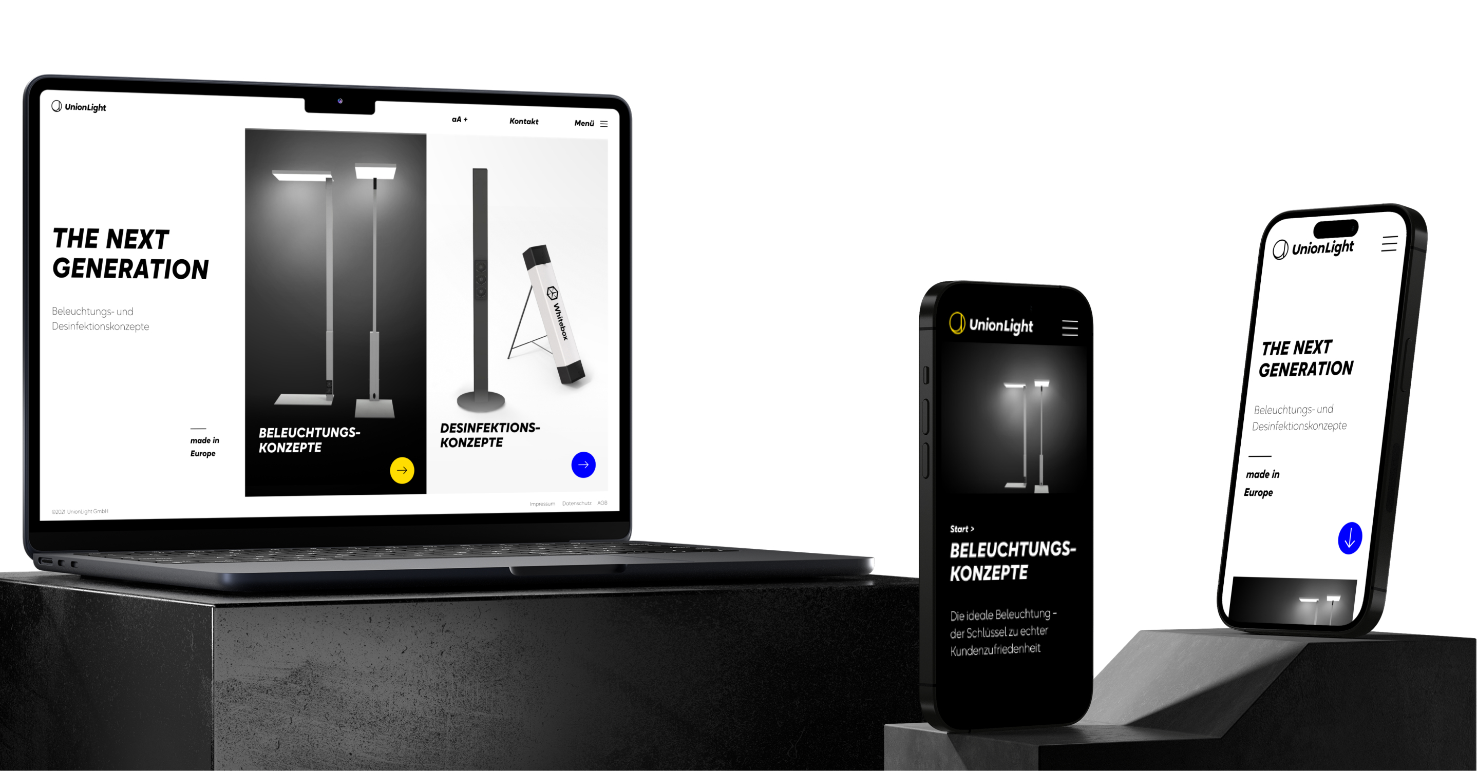 Laption und Smarphones zeigen die Website
