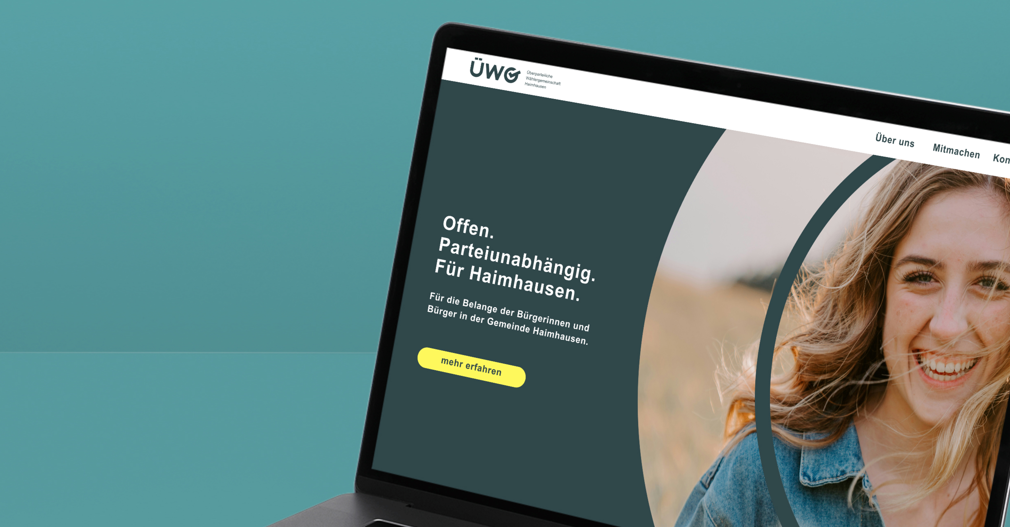 offener Laprop zeigt ÜWG Startseite