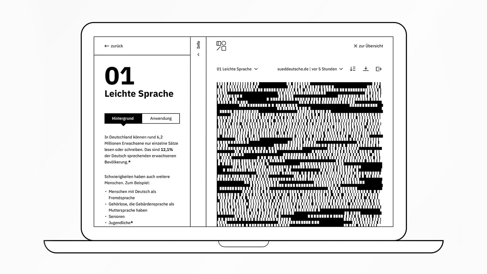 Laptop zeigt Screendesign der Anwendung